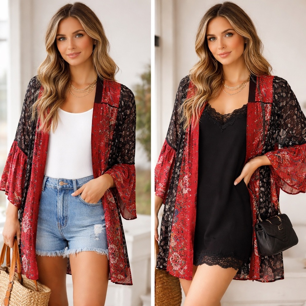 Altar'd State Red and Black Kimono